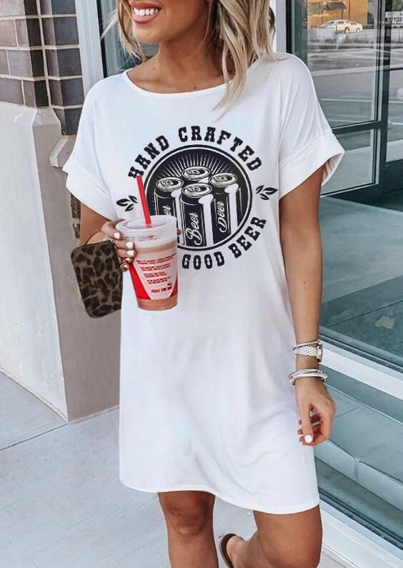 

Casual Dresses Hand Crafted Good Beer Casual Dress - White. Size: S,M