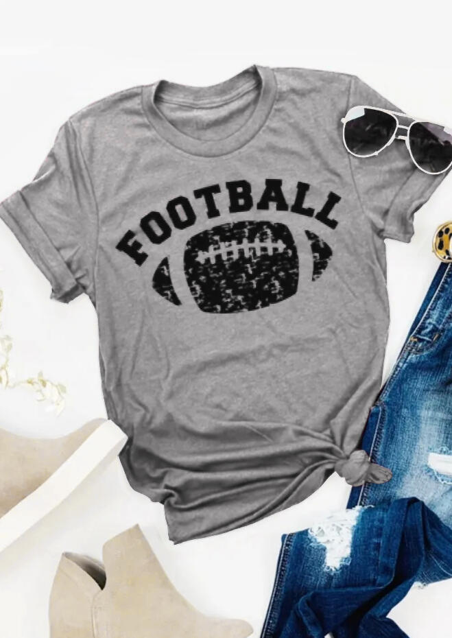 

Football O-Neck T-Shirt Tee - Light Grey, 454486