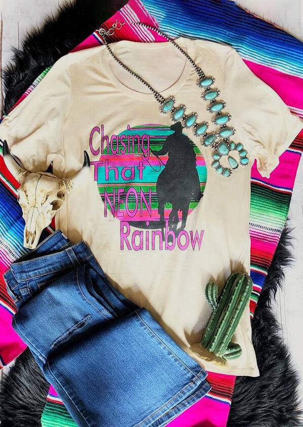 

Chasing That Neon Rainbow T-Shirt Tee - Apricot, 454531