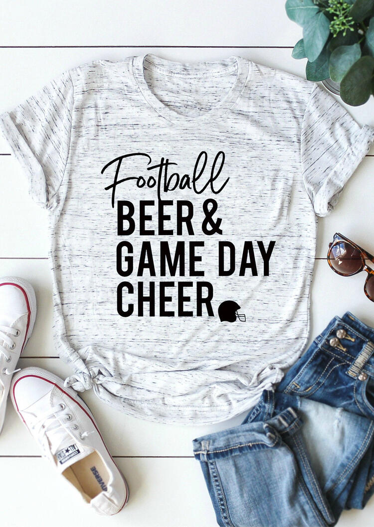 

Tees T-shirts Football Beer amp; Game Day Cheer T-Shirt Tee - Light Grey. Size