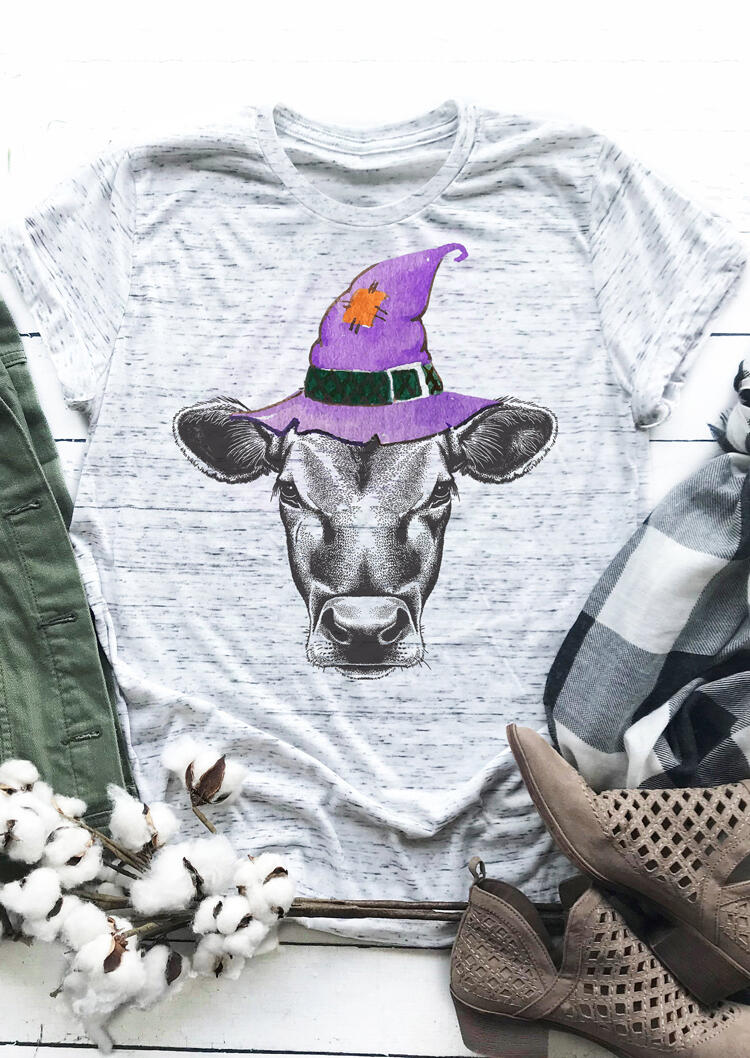 

Halloween Cow Hocus Pocus T-Shirt Tee - Light Grey, 454539