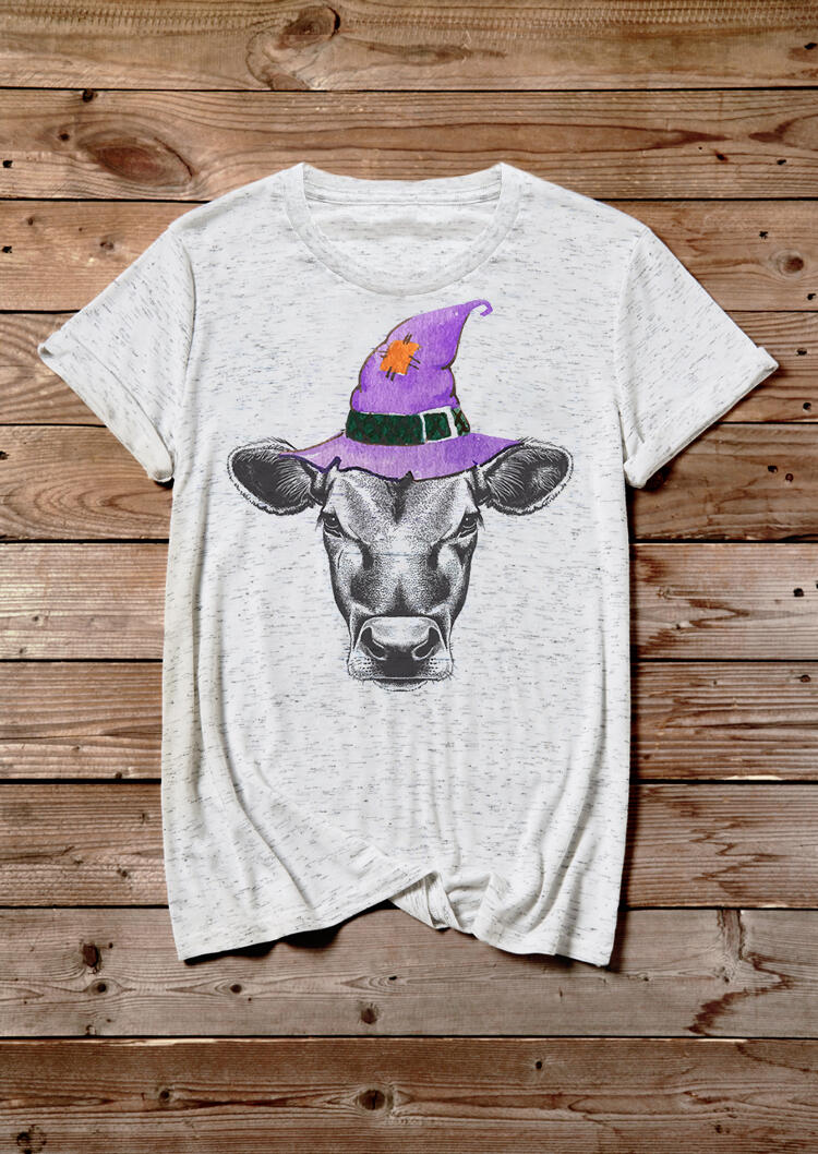 

Tees T-shirts Halloween Cow Hocus Pocus T-Shirt Tee - Light Grey. Size