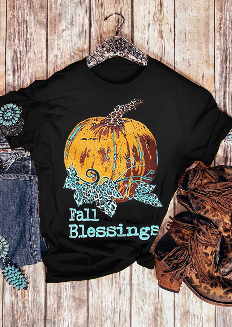 

Fall Blessings Pumpkin T-Shirt Tee - Black, 454188