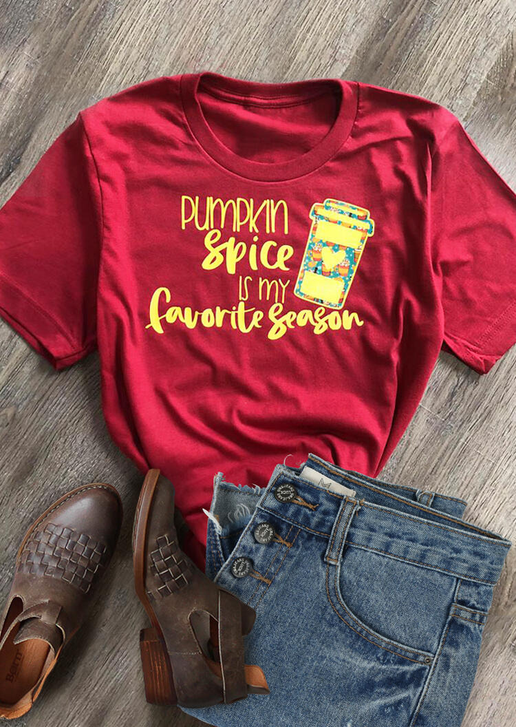 

Tees T-shirts Pumpkin Spice Is My Favorite Season T-Shirt Tee - Red. Size: S,M,,XL