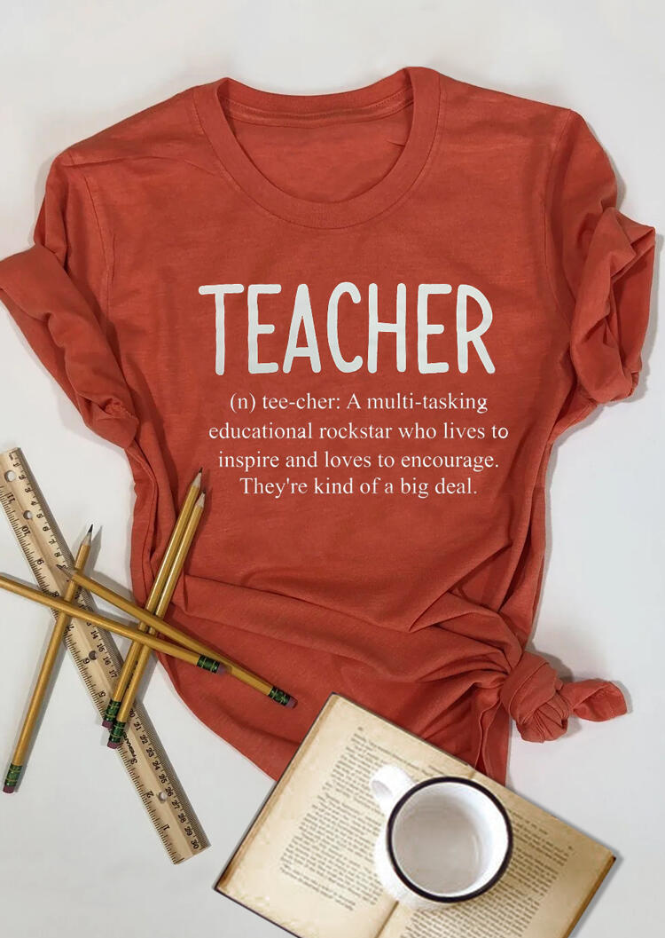 

Tees T-shirts Teacher O-Neck T-Shirt Tee - Brick Red. Size