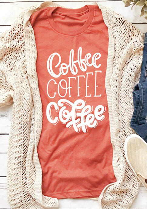 

Tees T-shirts Coffee O-Neck T-Shirt Tee - Watermelon Red. Size