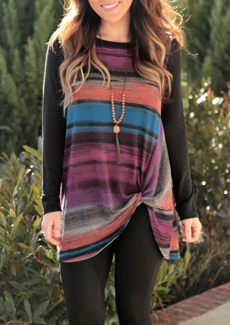 

Blouses Colorful Striped Twist Blouse without Necklace. Size, Stripe