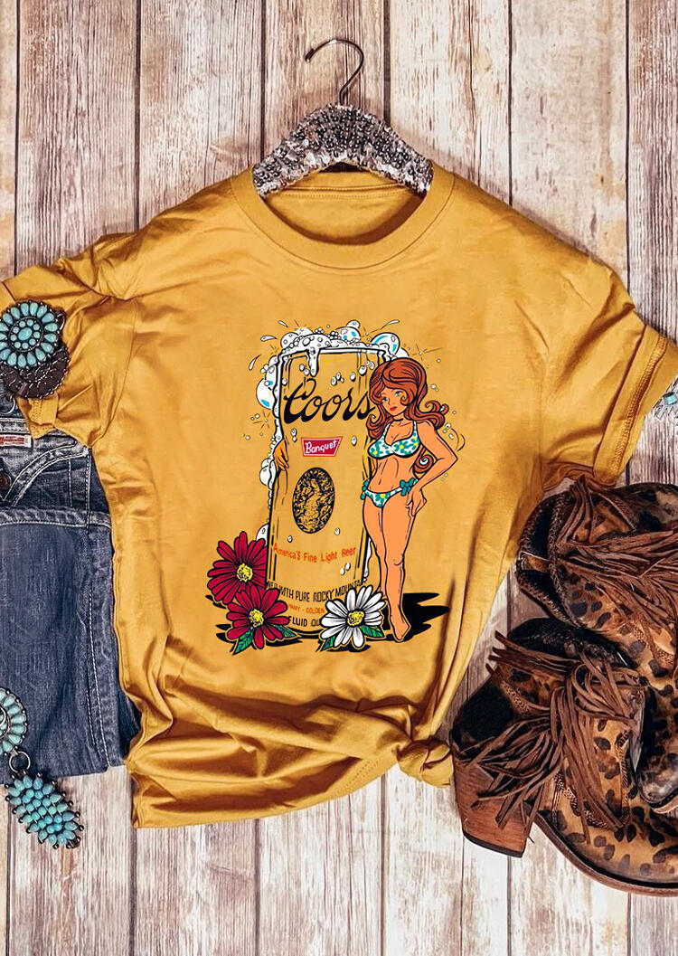 

Tees T-shirts Coors Banquet Beer T-Shirt Tee - Yellow. Size: ,XL