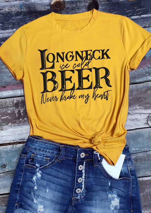 

Tees T-shirts Beer Never Broke My Heart T-Shirt Tee - Yellow. Size: S