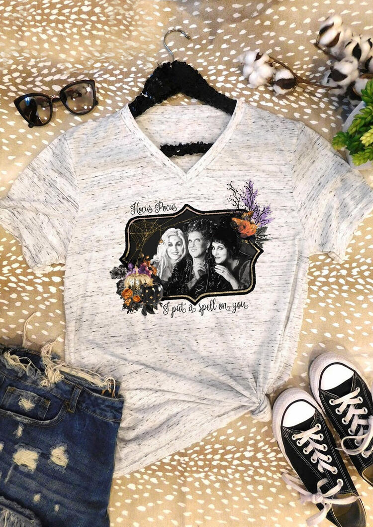 

Tees T-shirts Hocus Pocus I Put A Spell On You T-Shirt Tee - Light Grey. Size: S,M