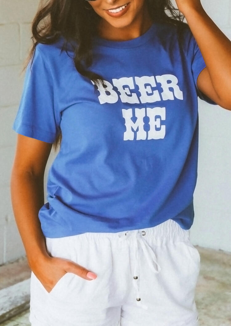 

Tees T-shirts Beer Me T-Shirt Tee - Blue. Size: S,M