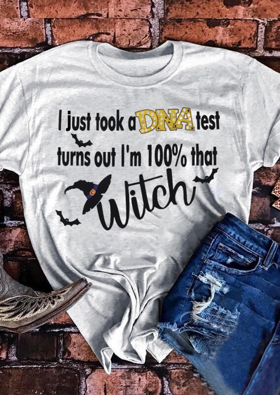

Tees T-shirts I Just Took A DNA Test I' 100% That Witch T-Shirt Tee - Gray. Size