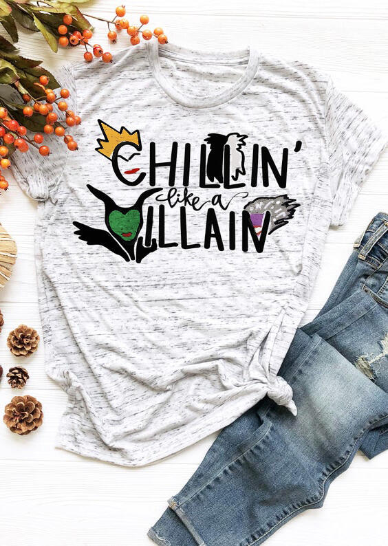 

Chillin' Like A Villain T-Shirt Tee - Light Grey, 454785