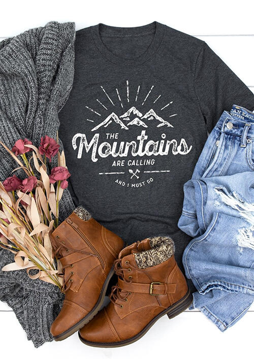 

The Mountains Are Calling And I Must Go T-Shirt Tee - Dark Grey, 454791