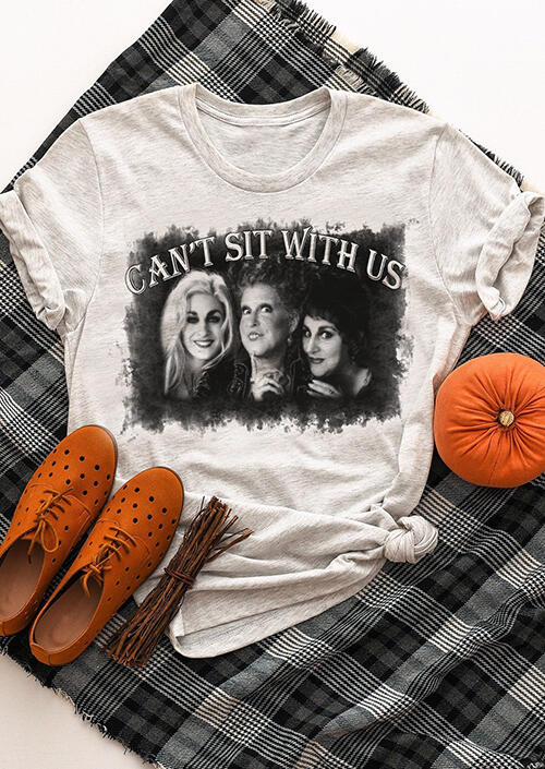 

Halloween Hocus Pocus Can't Sit With Us T-Shirt Tee - Gray, 454792