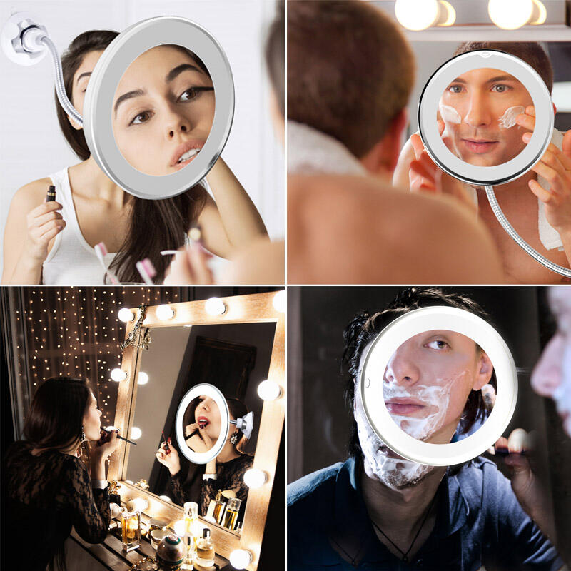

Folding LED Light Makeup Mirror with 10X Magnification, White, 454794