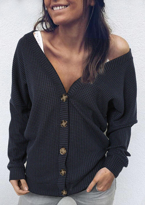 

Blouses Button Long Sleeve Blouse without Necklace - Black. Size: ,XL
