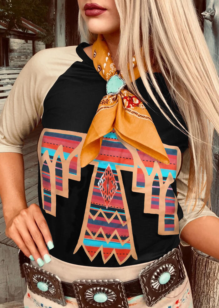 

Colorful Striped Thunderbird T-Shirt Tee without Scarf - Black, 454831