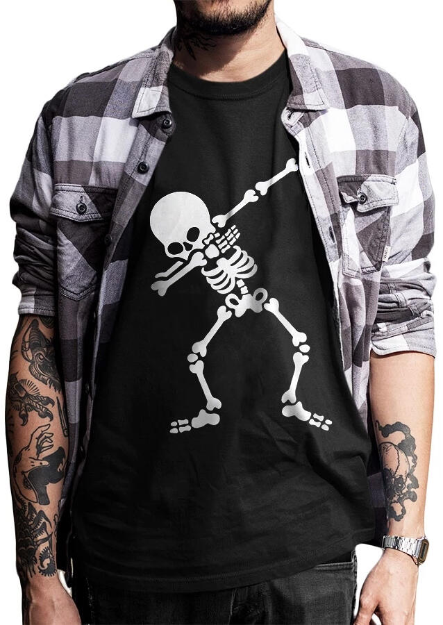 

Halloween Dabbing Skeleton Men' T-Shirt Tee - Black, 454837