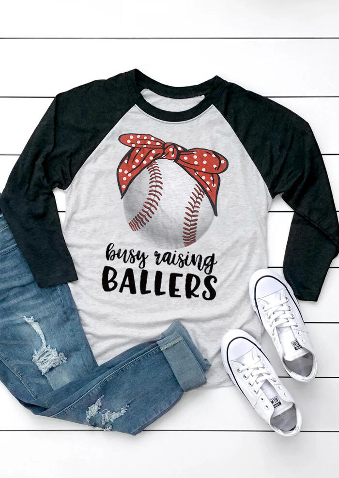

Busy Raising Ballers Long Sleeve T-Shirt Tee - Light Grey, 454854