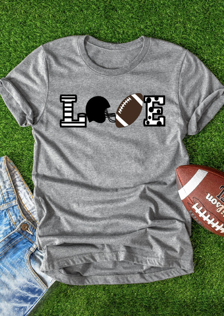 

Love Football T-Shirt Tee - Gray, 454872