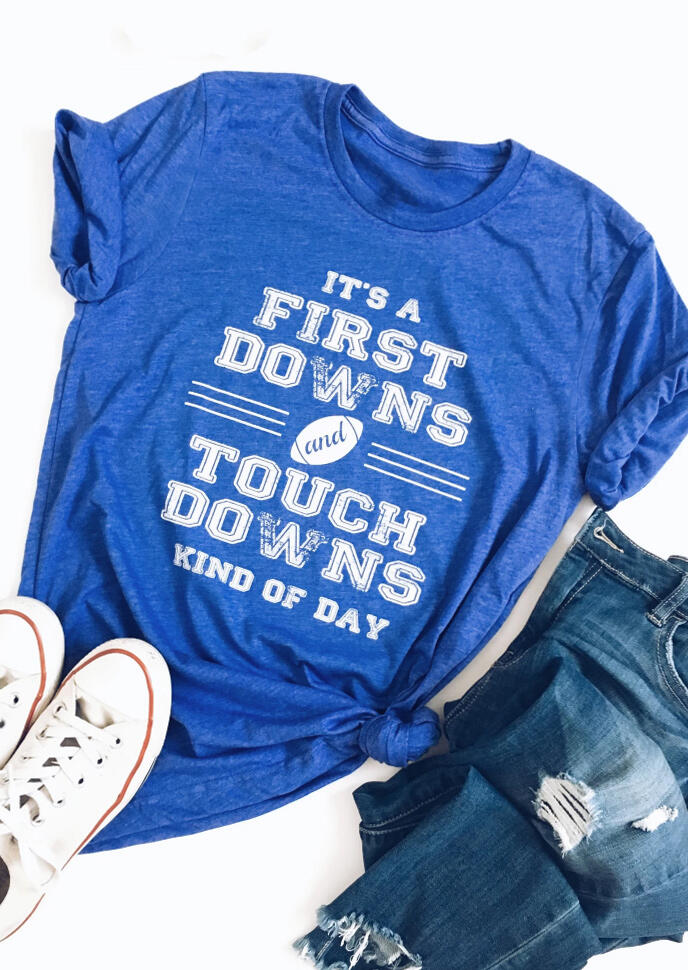 

It' A First Downs Football T-Shirt Tee - Blue, 454933