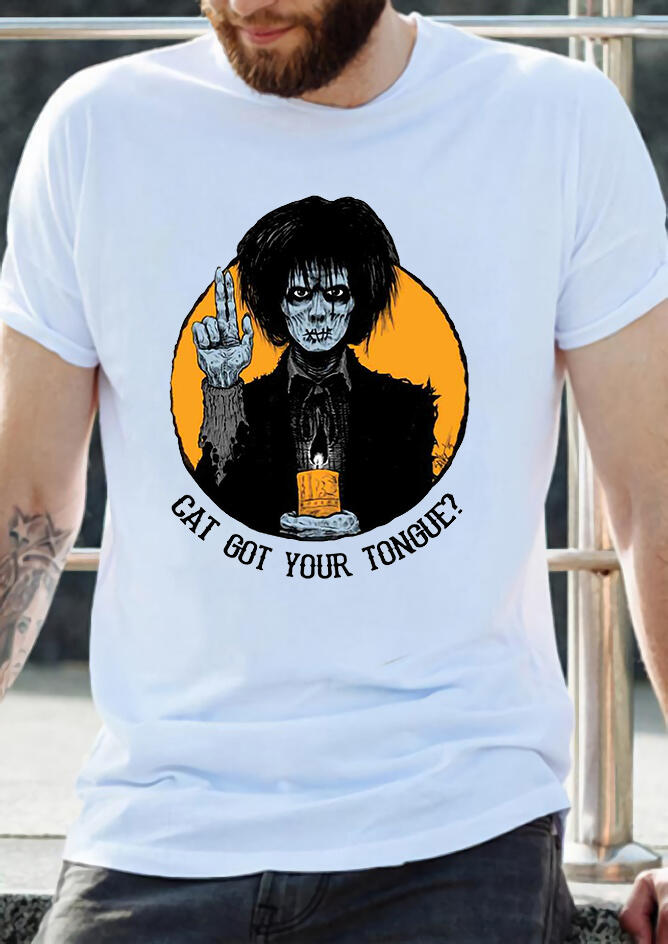 

Halloween Cat Got Your Tongue Men' T-Shirt Tee - White, 454934