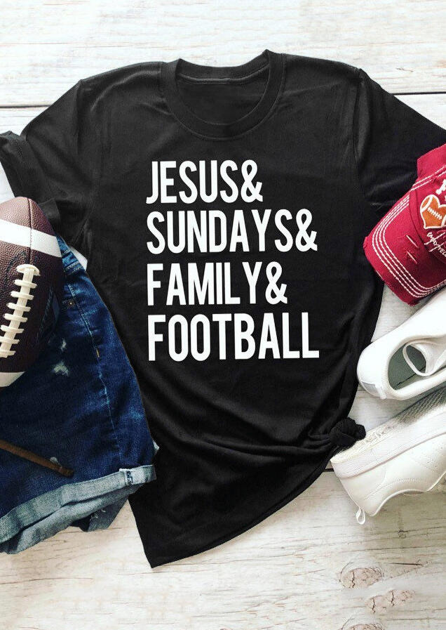 

Tees T-shirts Jesus Sundays Family Football T-Shirt Tee - Black. Size: ,M