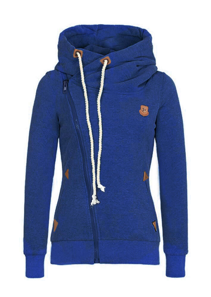 Solid Side Zipper Pocket Hoodie - Fairyseason