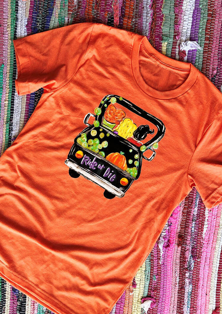 Pumpkin Ride Or Die T-Shirt Tee – Orange