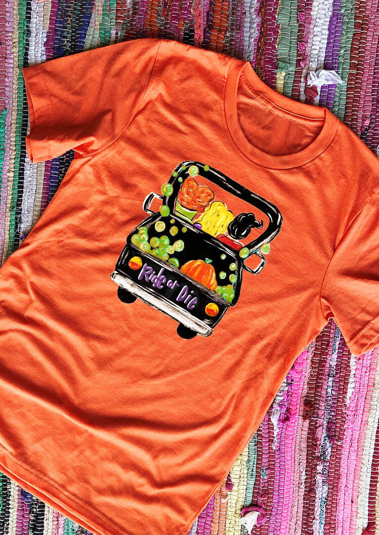 

Tees T-shirts Pumpkin Ride Or Die T-Shirt Tee - Orange. Size: S,M
