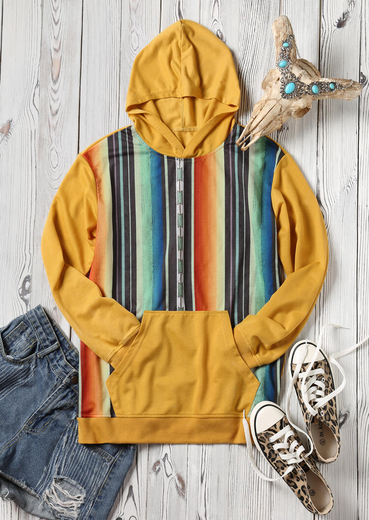 

Serape Striped Pocket Hoodie - Yellow, 454757