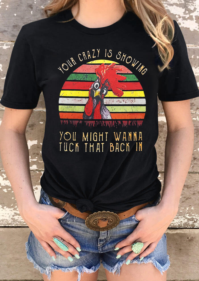 

Tees T-shirts Rooster Toy Crazy Is Showing T-Shirt Tee - Black. Size: S,M