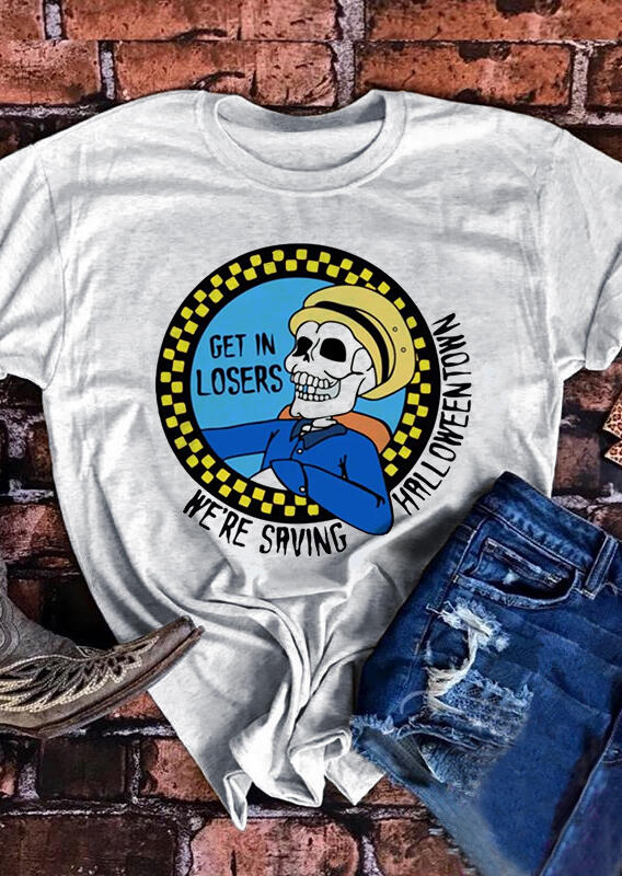 

Tees T-shirts Get In Losers We're Saving Halloweentown T-Shirt Tee - Light Grey. Size
