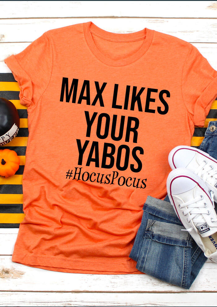 

Tees T-shirts Halloween Hocus Pocus Max Likes Your Yabos T-Shirt Tee - Orange. Size: S,M