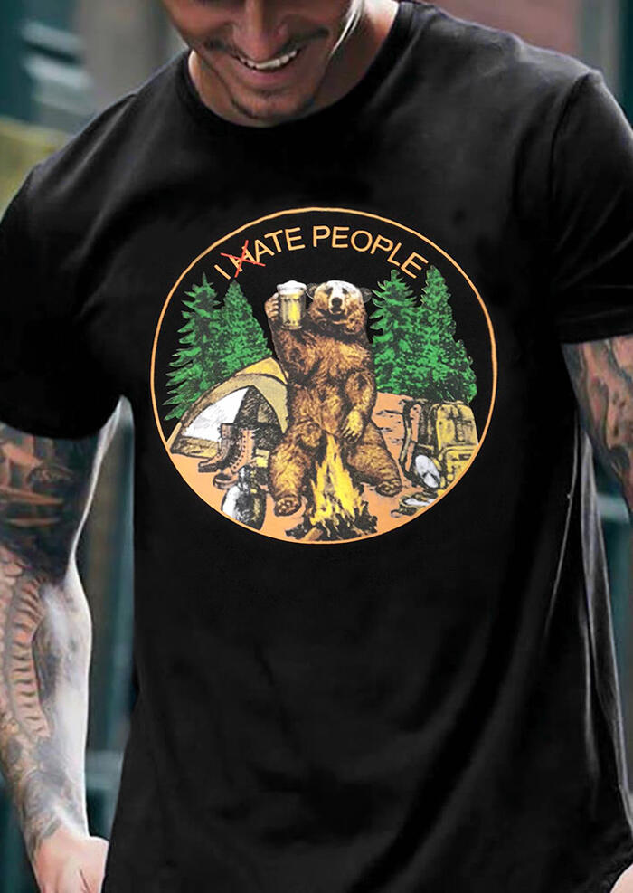 

Men' I Hate People Beer T-Shirt Tee - Black, 455091
