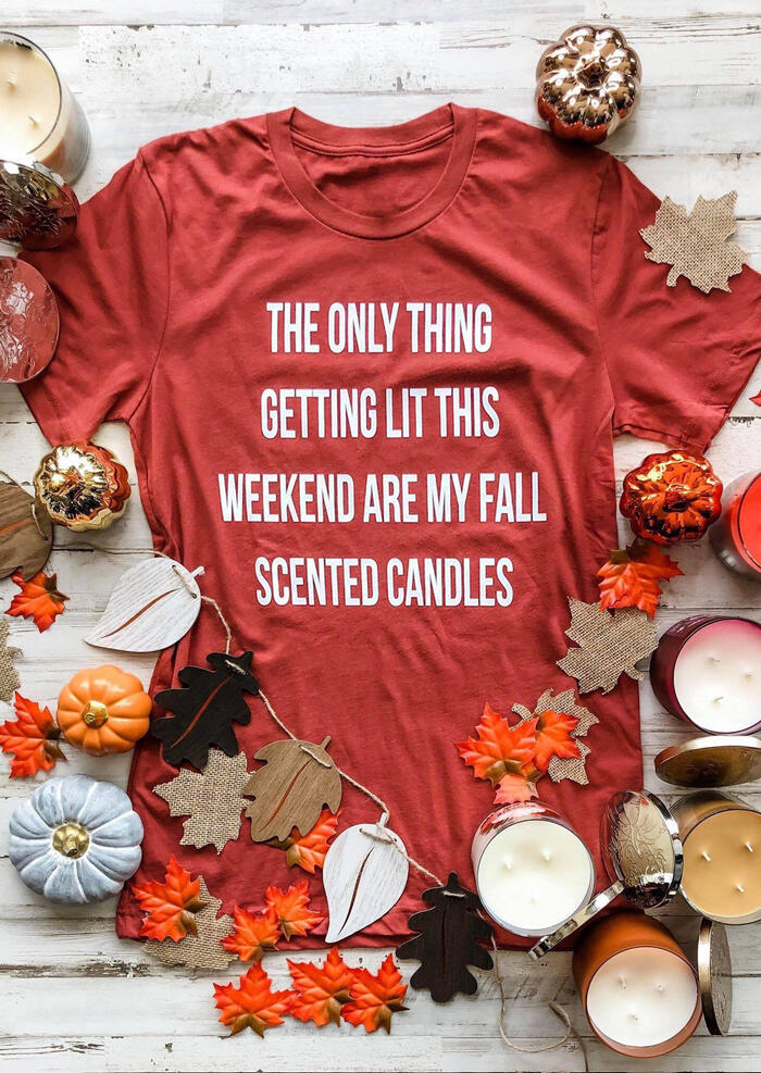 

Scented Candles O-Neck T-Shirt Tee - Brick Red, 455092