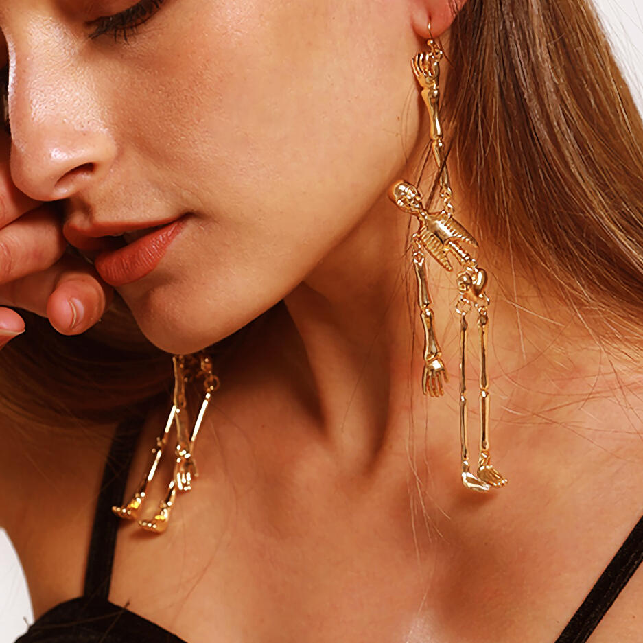 

Earrings Halloween Skeleton Women's Earrings. Size, Gold