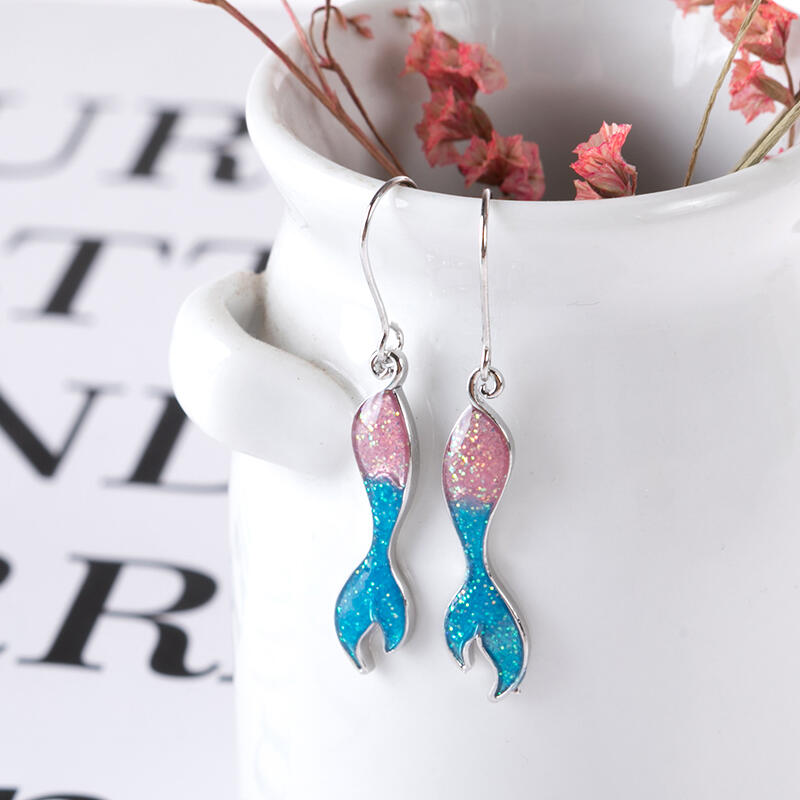 

Earrings Mermaid Fishtail Long Earrings. Size, Silver