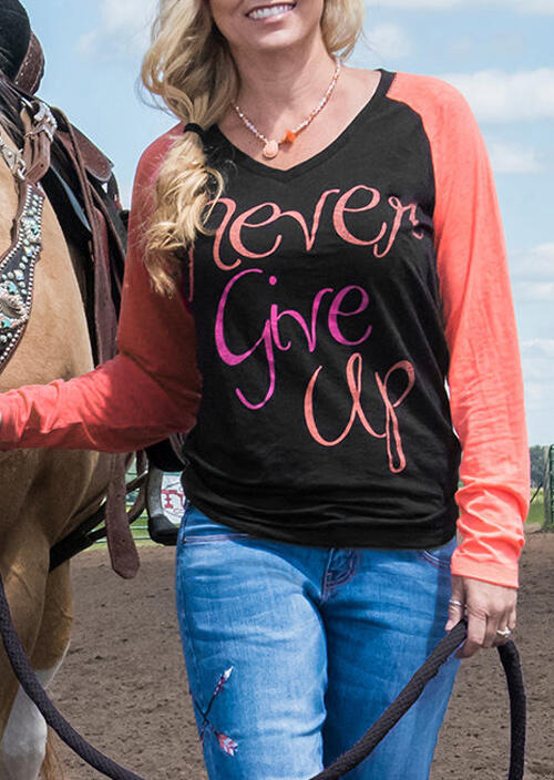 

Never Give Up Baseball T-Shirt Tee without Necklace - Black, 455183
