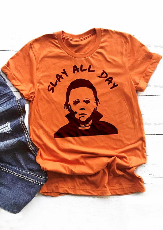 

Halloween Slay All Day T-Shirt Tee - Orange, 455224