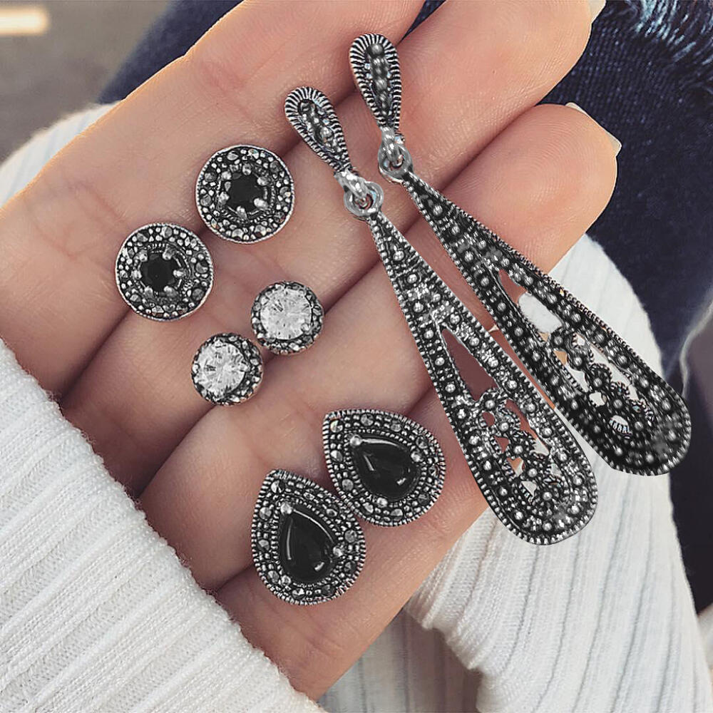 

Earrings Bohemian Rhinestone Zirconia Opal Crystal Vintage Earring Set. Size, #1