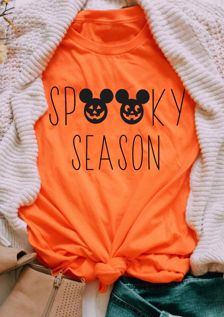 

Halloween Spooky Season Pumpkin Face T-Shirt Tee - Orange, 455253