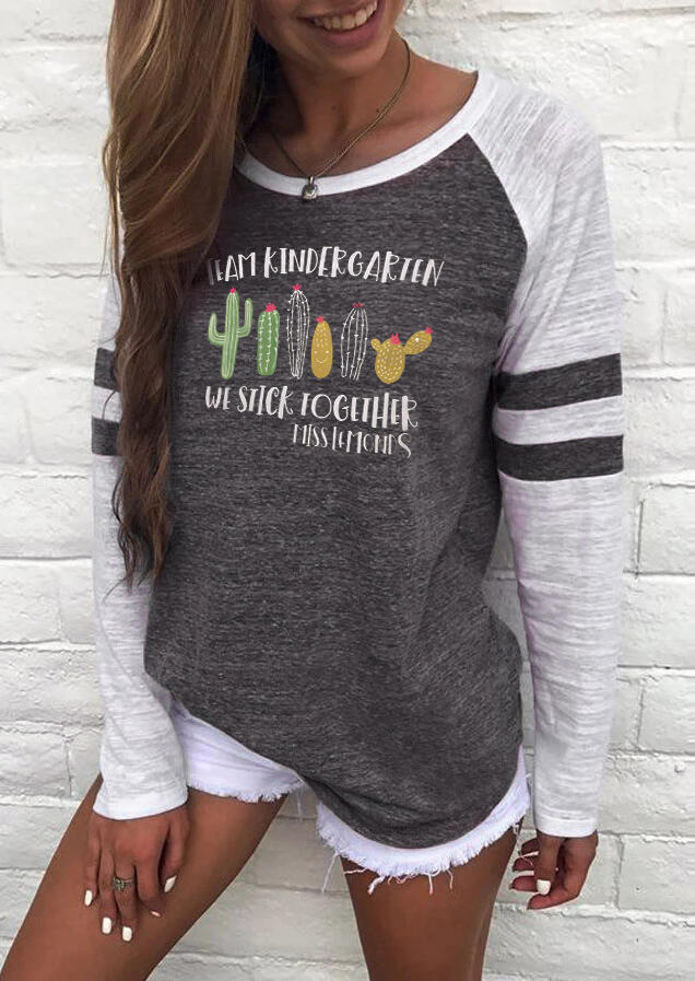 

Cactus Printed Splicing T-Shirt Tee without Necklace - Dark Grey, 455007