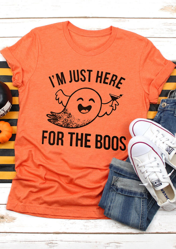 

Halloween I' Just Here For The Boos T-Shirt Tee - Orange, 455334