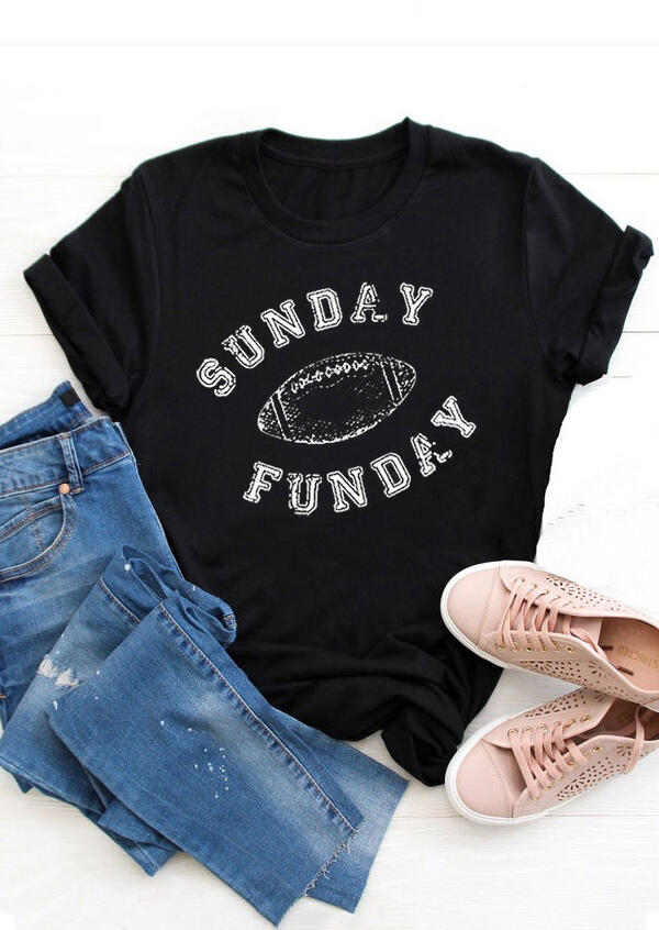 

Tees T-shirts Sunday Funday Football T-Shirt Tee - Black. Size
