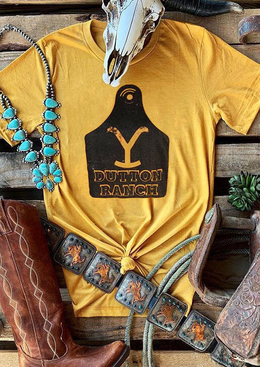 

Tees T-shirts Yellowstone Dutton Ranch T-Shirt Tee - Yellow. Size: ,M,XL