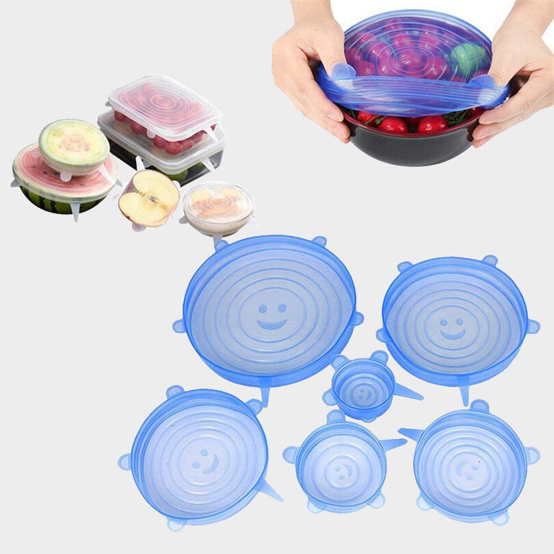 

Kitchen & Dining Smile Face Silicone Stretch Universal Lids, Blue