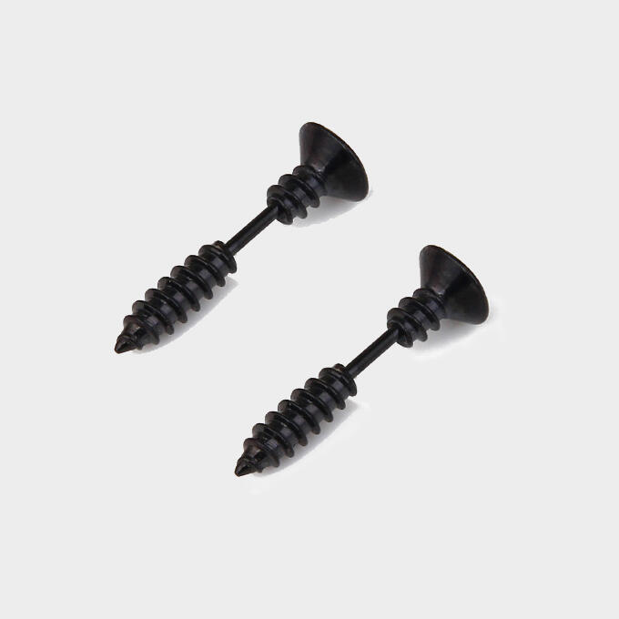 

Halloween Solid Screw Stud Earrings, Black;silver, 455399