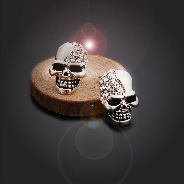 

Earrings Halloween Rhinestone Skull Stud Earrings. Size, Silver